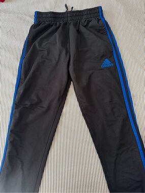 adidas Black Sweatpants with Blue Side Stripes